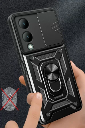 Vivo Y17S Kılıf Pars Lens Yüzüklü Silikon - Yeşil