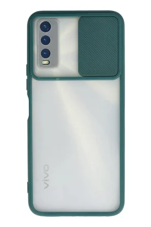 Vivo Y11S Kılıf Palm Buzlu Kamera Sürgülü Silikon - Yeşil