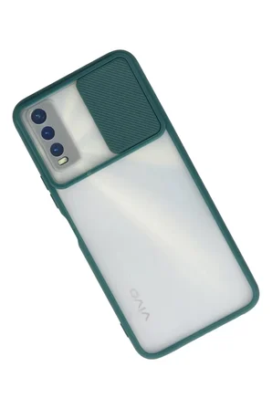 Vivo Y11S Kılıf Palm Buzlu Kamera Sürgülü Silikon - Yeşil