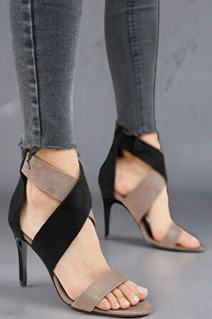 Kadın Moda İnce Topuklu Tasarım Bantlı Topuklu Ayakkabı Şık ve Zarif Abiye Ayakkabı