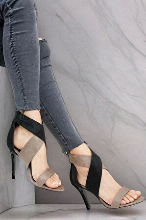 Kadın Moda İnce Topuklu Tasarım Bantlı Topuklu Ayakkabı Şık ve Zarif Abiye Ayakkabı