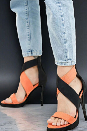 Kadın Moda İnce Topuklu Tasarım Bantlı Topuklu Ayakkabı Şık ve Zarif Abiye Ayakkabı