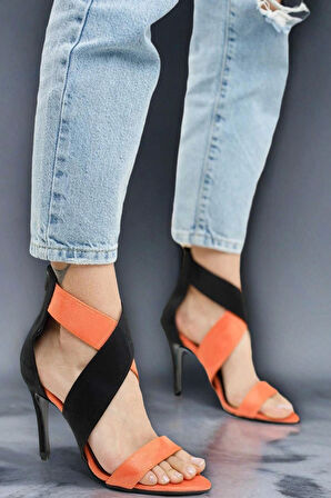 Kadın Moda İnce Topuklu Tasarım Bantlı Topuklu Ayakkabı Şık ve Zarif Abiye Ayakkabı