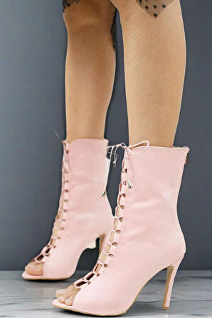 Kadın Moda Bağcıklı İnce Topuklu Ayakkabı Şık ve Zarif Abiye Ayakkabı