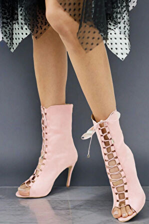 Kadın Moda Bağcıklı İnce Topuklu Ayakkabı Şık ve Zarif Abiye Ayakkabı