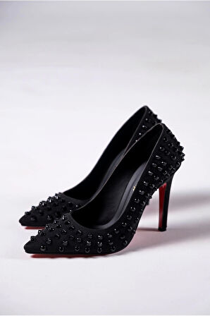 Kadın Moda Zımbalı Yüksek Topuklu Ayakkabı Şık ve Zarif Abiye Ayakkabı