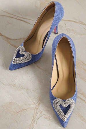 Kadın Moda Kalp Tokalı Stiletto Topuklu Ayakkabı Şık ve Zarif Abiye Ayakkabı