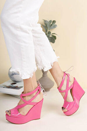 Kadın Moda Arka İpli Dolgu Topuklu Ayakkabı Şık ve Zarif Abiye Ayakkabı