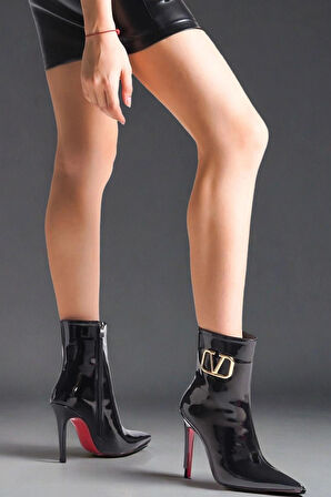 Kadın Moda V Toka Sivri Burun Bot Şık ve Zarif Abiye Ayakkabı