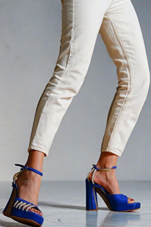 Kadın Moda Taş Detaylı Alçak Platform Tasarım Ayakkabı Şık ve Zarif Abiye Ayakkabı