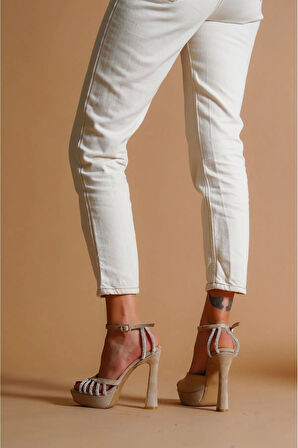 Kadın Moda Taş Detaylı Alçak Platform Tasarım Ayakkabı Şık ve Zarif Abiye Ayakkabı