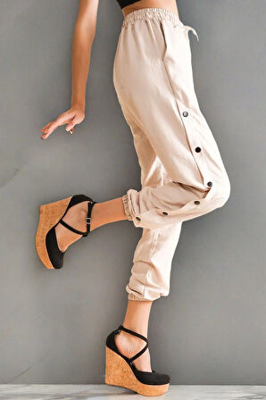 Kadın Moda Çift Baret Dolgu Topuklu Ayakkabı Şık ve Zarif Abiye Ayakkabı