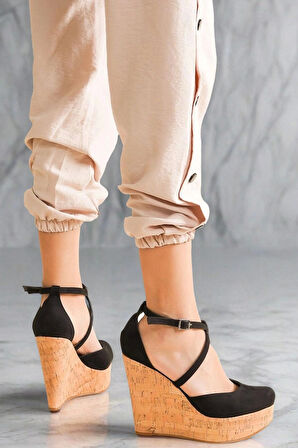 Kadın Moda Çift Baret Dolgu Topuklu Ayakkabı Şık ve Zarif Abiye Ayakkabı