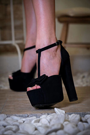 Kadın Moda Papyonlu Tasarım Platform Ayakkabı Şık ve Zarif Abiye Ayakkabı