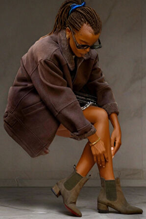 Kadın Moda Kısa Topuklu Lastikli Bot Şık ve Zarif Abiye Ayakkabı