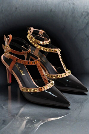 Kadın Moda Troklu Özel Tasarım İnce Topuklu Ayakkabı Stiletto Şık ve Zarif Abiye Ayakkabı