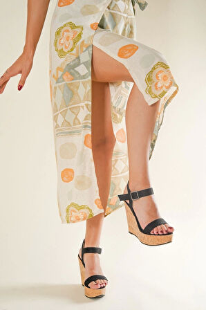 Kadın Moda Mantar Dolgu Topuklu Ayakkabı Şık ve Zarif Abiye Ayakkabı