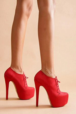 Kadın Moda Bağcıklı İnce Topuklu Platform Bot Şık ve Zarif Abiye Ayakkabı