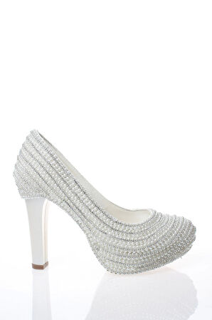 Kadın Sedef Inci Taş Işlemeli Gelin Ayakkabı Kadın Topuklu Abiye Ayakkabı Şık Gece Ayakkabısı