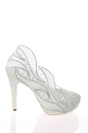 Kadın Sedef Inci Taş Işlemeli Gelin Ayakkabı Kadın Topuklu Abiye Ayakkabı Şık Gece Ayakkabısı