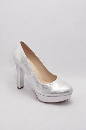 Gümüş Kadın Klasik Topuklu Ayakkabı Kadın Topuklu Abiye Ayakkabı Şık Gece Ayakkabısı
