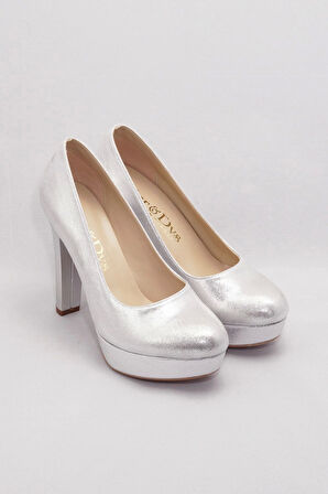 Gümüş Kadın Klasik Topuklu Ayakkabı Kadın Topuklu Abiye Ayakkabı Şık Gece Ayakkabısı