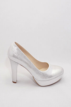 Gümüş Kadın Klasik Topuklu Ayakkabı Kadın Topuklu Abiye Ayakkabı Şık Gece Ayakkabısı