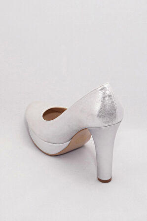 Gümüş Kadın Klasik Topuklu Ayakkabı Kadın Topuklu Abiye Ayakkabı Şık Gece Ayakkabısı