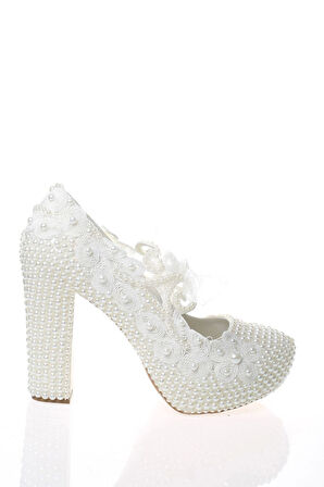 Kadın Sedef Inci Taş Işlemeli Gelin Ayakkabı Kadın Topuklu Abiye Ayakkabı Şık Gece Ayakkabısı