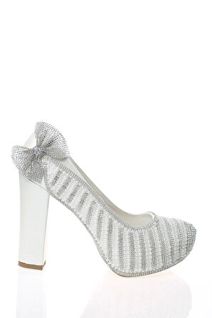 Kadın Beyaz Sedef Inci Taş Işlemeli Gelin Ayakkabı Kadın Topuklu Abiye Ayakkabı Şık Gece Ayakkabısı