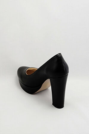 Siyah Cilt Kadın Topuklu Ayakkabı Abiye Ayakkabı Şık Gece Ayakkabısı Zarif Tasarım