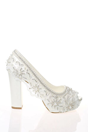 Kadın Sedef Inci Taş Işlemeli Gelin Ayakkabı Kadın Topuklu Abiye Ayakkabı Şık Gece Ayakkabısı