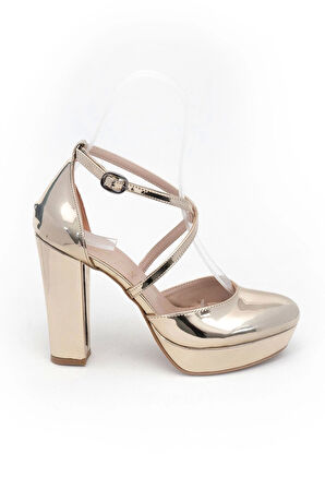 Gold Ayna Kadın Abiye Ayakkabı Kadın Topuklu Şık Gece Ayakkabısı Zarif Tasarım Yüksek Topuk