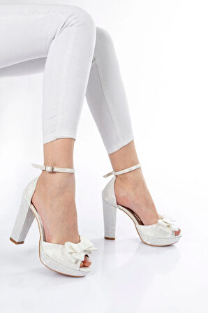 Kadın Gold Sultan Fiyonk Abiye Ayakkabı Kadın Topuklu Şık Gece Ayakkabısı Zarif Tasarım