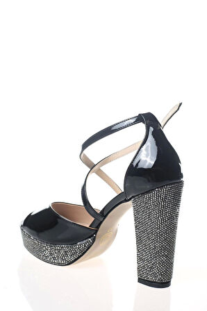 Kadın Gold Ayna Ökçe Poli Taş Abiye Ayakkabı Kadın Topuklu Şık Gece Ayakkabısı Zarif Tasarım