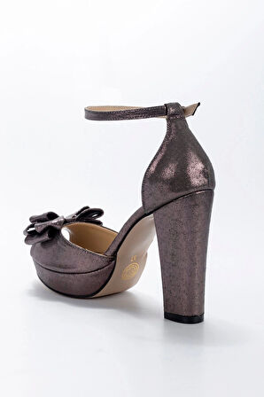 Kadın Gold Sultan Fiyonk Abiye Ayakkabı Kadın Topuklu Şık Gece Ayakkabısı Zarif Tasarım