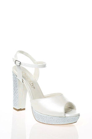 Kadın Beyaz Abiye Ayakkabı Kadın Topuklu Şık Gece Ayakkabısı Zarif Tasarım Yüksek Topuk