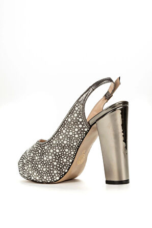Gold Ayna Full Inci Taş Topuklu Kadın Abiye Ayakkabı Kadın Topuklu Şık Gece Ayakkabısı