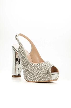 Gold Ayna Full Taş Topuklu Kadın Abiye Ayakkabı Kadın Topuklu Şık Gece Ayakkabısı Yüksek Topuk