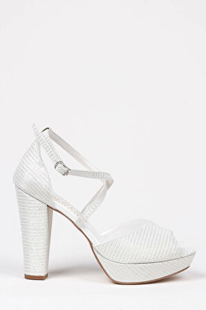 Gümüş Mercan Kadın Topuklu Abiye Ayakkabı Şık Gece Ayakkabısı Zarif Tasarım Yüksek Topuk