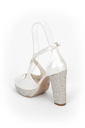 Sedef Cilt Taşlı Kadın Abiye Ayakkabı Kadın Topuklu Şık Gece Ayakkabısı Zarif Tasarım