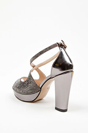 Gold Yüz Taş Topuklu Kadın Abiye Ayakkabı Kadın Topuklu Şık Gece Ayakkabısı Zarif Tasarım