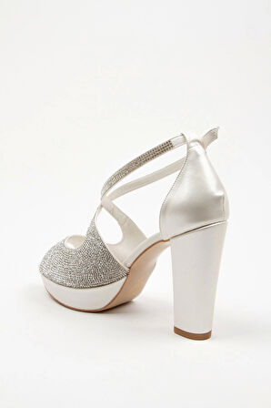 Gold Yüz Taş Topuklu Kadın Abiye Ayakkabı Kadın Topuklu Şık Gece Ayakkabısı Zarif Tasarım