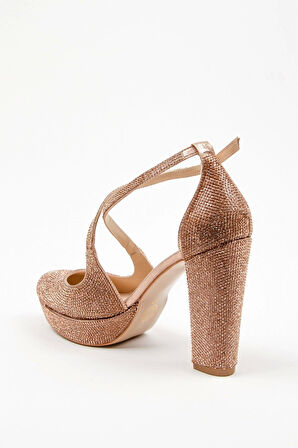 Rose Full Taş Topuklu Kadın Abiye Ayakkabı Kadın Topuklu Şık Gece Ayakkabısı Zarif Tasarım