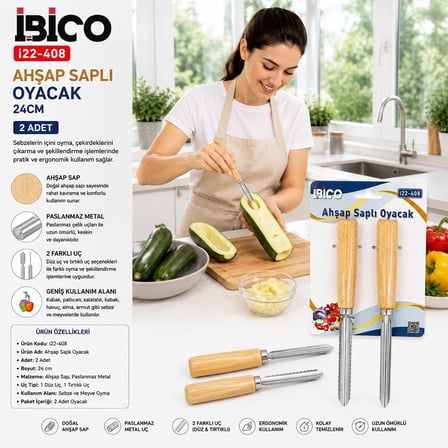 Ahşap Saplı Metal Oyacak 24cm