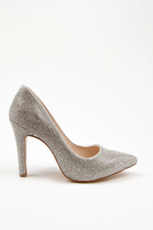 Gold Full Taş Aynalı Klasik Topuklu Kadın Abiye Ayakkabı Kadın Topuklu Şık Gece Ayakkabısı