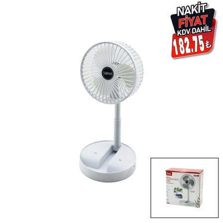 Masa Üstü Vantilatör Usb Şarjlı Katlanır FAN=16.4CM - Uzayan AYAK=12.5-19CM 180 Derece Dönebilen Telefonluklu BWFN-11