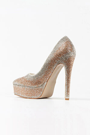 Gümüş Sultan Çift Renktaşlı Klasik Sivri Ince Topuklu Sivri Kadın Abiye Ayakkabı Kadın Topuklu Şık