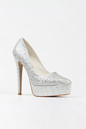 Gold Sultan Taşlı Klasik Sivri Ince Topuklu Sivir Platformlu Kadın Abiye Ayakkabı Kadın Topuklu Şık