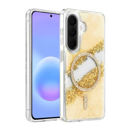 Onegif Samsung Galaxy A37 5G Lotus Simli Magsafe Kapak - Gümüş